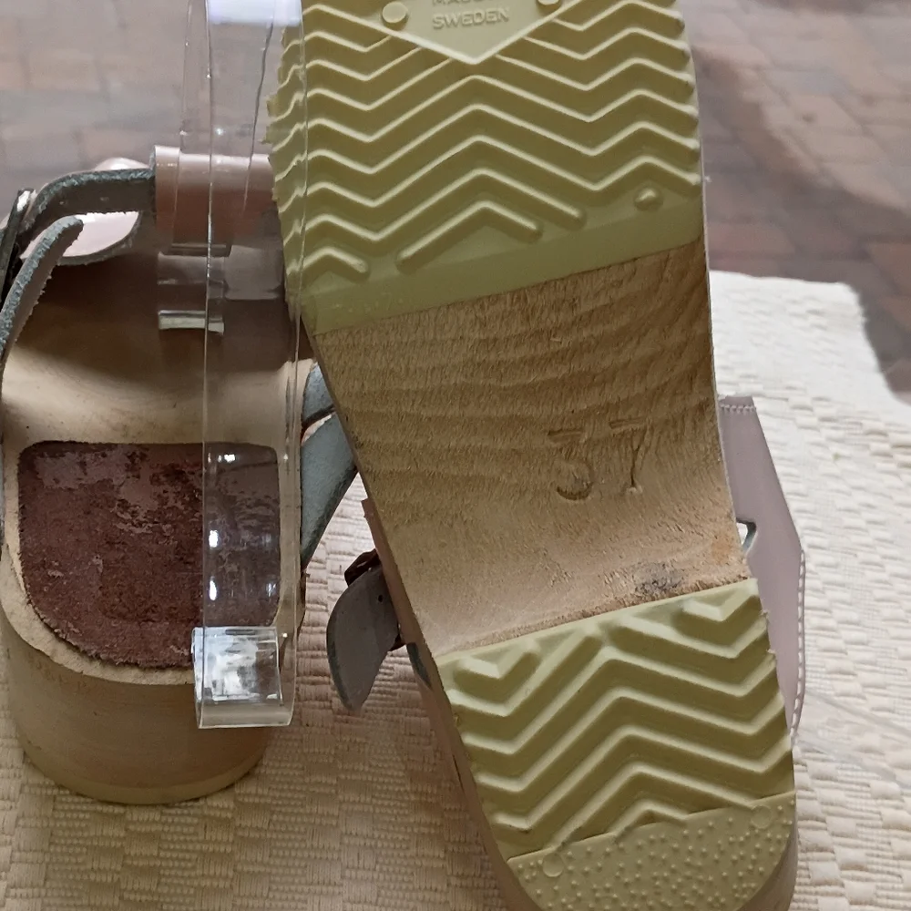 NWT.Hanna Andersson Swedish wooden Clogs  in pink leather - Sandals Size 37. - Picture 7 of 8